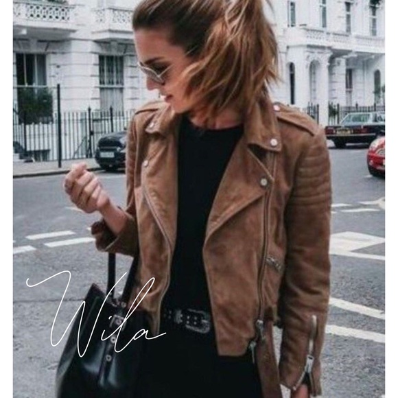 WILA Jackets & Blazers - Vegan suede brown moto biker jacket 830350